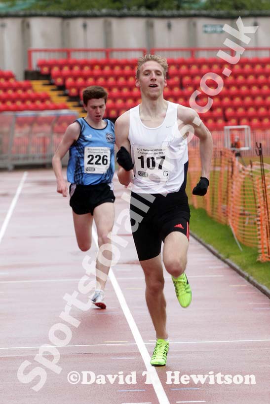 Barry Maskell (Gateshead College) wins the 1S00 metres, British College Championships, Gateshead International Stadium.